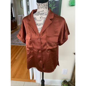 Rachel Zoe Satin Button Up Top NWT